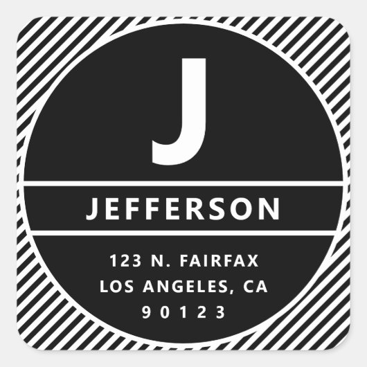 モダンレトロインスパイア差出人住所&モノグラム スクエアシール (正面)