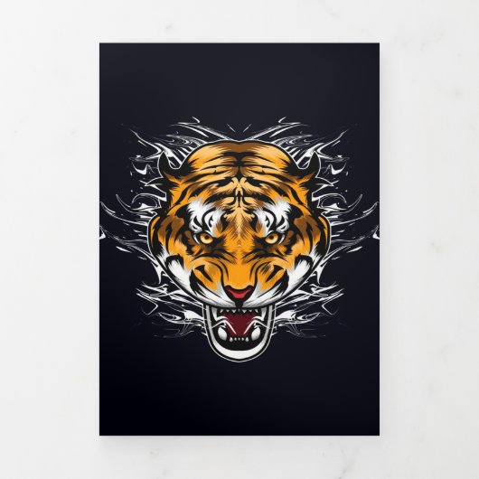 モダンレトロウルフアートワーク | Momパパ 三つ折り案内状 (カバー)