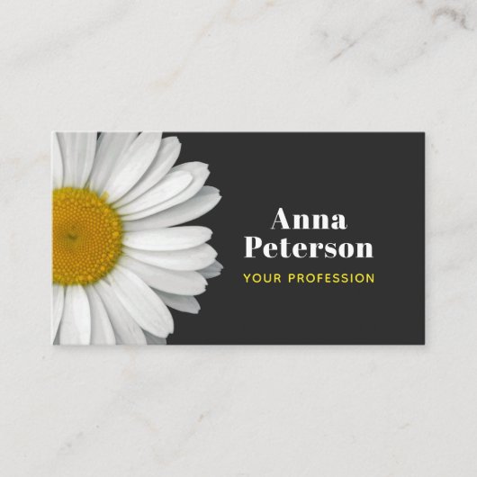 モダンレトロエレガントデイジーブラックイエロー 名刺 (正面)