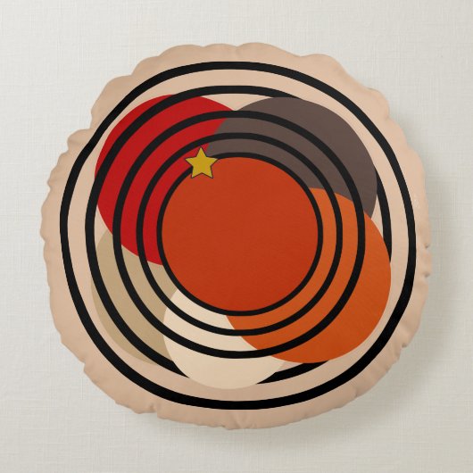 モダンレトロオパールOrange、Red、Gray、Tan、Black ラウンドクッション (正面)