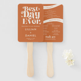 モダンレトロオレンジ結婚式 プログラム ハンドファン