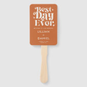 モダンレトロオレンジ結婚式 プログラム ハンドファン (正面)