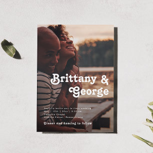 モダンレトロカジュアルレタリング暗結婚色 招待状