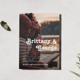 モダンレトロカジュアルレタリング暗結婚色 招待状