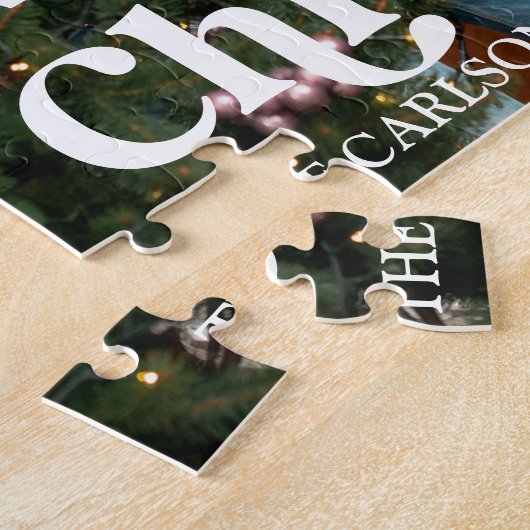 モダンレトロカスタム写真メリークリスマス ジグソーパズル (側面)