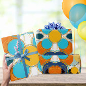 モダンレトロカラフルおもしろい幾何抽象芸術 ラッピングペーパー