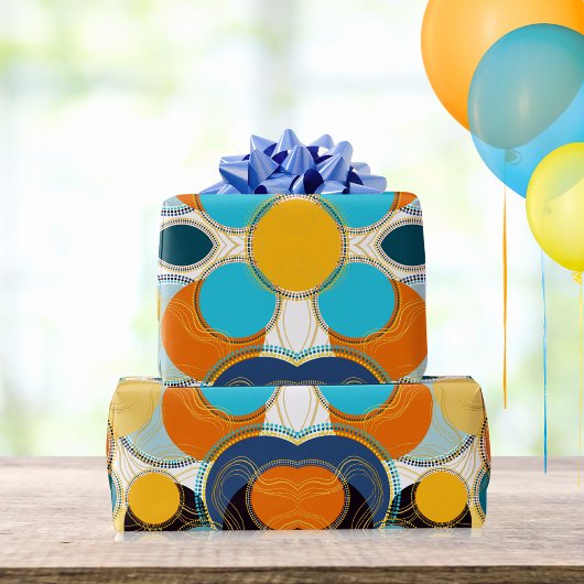 モダンレトロカラフルおもしろい幾何抽象芸術 ラッピングペーパー