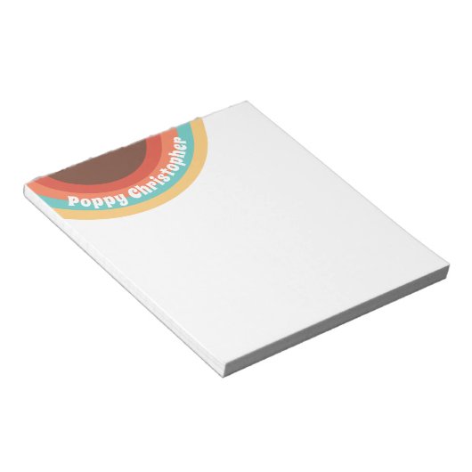 モダンレトロカラフルのGroovyカーパーソナライズされたブ ノートパッド (アングル)