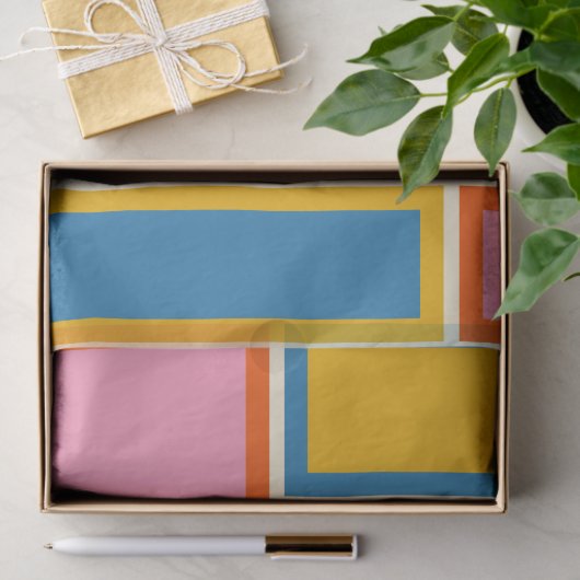 モダンレトロカラフル最小幾何学模様 薄葉紙 (ギフト)