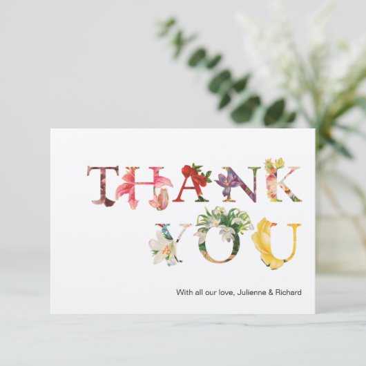 モダンレトロカラフル結婚フローラありがとう サンキューカード (スタンド正面)