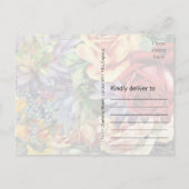 モダンレトロカラフル花の日付を保存 案内ポストカード (裏面)