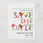 モダンレトロカラフル花の日付を保存 案内ポストカード (正面)