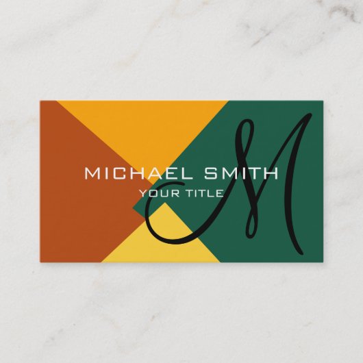 モダンレトロカラーパターンモノグラム#10 名刺 (正面)