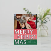 モダンレトロクラスはっきりしたストライプブロックシルバー 箔シーズンポストカード (立ち正面)