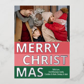 モダンレトロクラスはっきりしたストライプブロックシルバー 箔シーズンポストカード (正面)