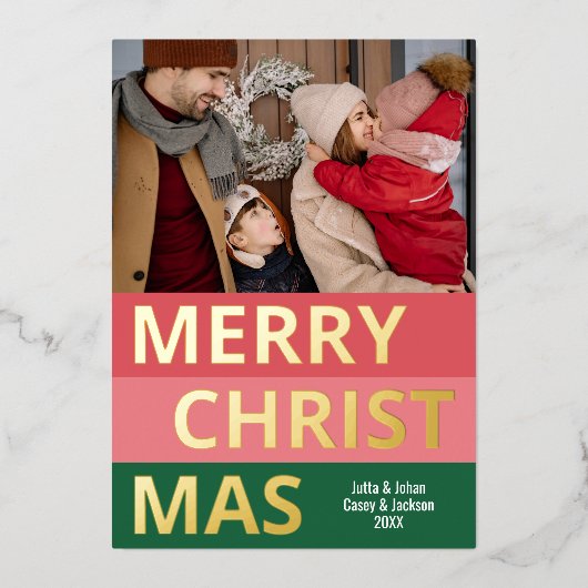 モダンレトロクラスはっきりしたストライプ金ゴールド 箔シーズンカード (正面)