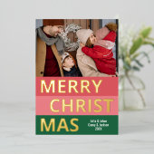 モダンレトロクラスはっきりしたストライプ金ゴールド 箔シーズンカード (立ち正面)