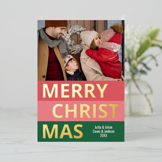 モダンレトロクラスはっきりしたストライプ金ゴールド 箔シーズンカード (立ち正面)