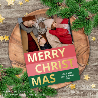 モダンレトロクラスはっきりしたストライプ金ゴールド 箔シーズンカード