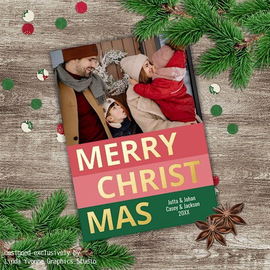 モダンレトロクラスはっきりしたストライプ金ゴールド 箔シーズンカード