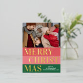 モダンレトロクラスはっきりしたストライプ金ゴールド 箔シーズンポストカード (立ち正面)