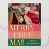 モダンレトロクラスはっきりしたストライプ金ゴールド 箔シーズンポストカード (正面)