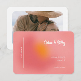 モダンレトログラデーションピンクオレンジ色の写真 セーブザデート