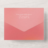 モダンレトログラデーションピンクオレンジRSVP結婚の オールインワン招待状 (裏面)