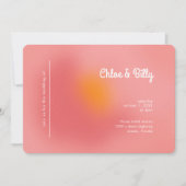 モダンレトログラデーションピンクオレンジRSVP結婚の 招待状 (正面)