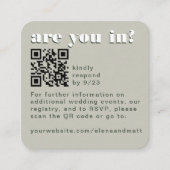 モダンレトログリーンSage RSVP QRコードカード エンクロージャーカード (正面)