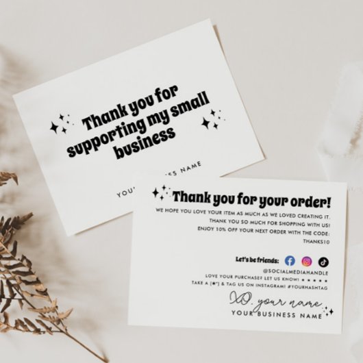 モダンレトロサポートSmall Business Thank You 招待状