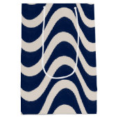 モダンレトロサマーブルーウェーブストライプズ ミディアムペーパーバッグ (裏面)