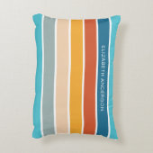 モダンレトロサンストライプドパーソナライズされた アクセントクッション (裏面(縦))
