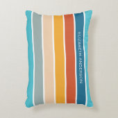 モダンレトロサンストライプドパーソナライズされた アクセントクッション (正面(垂直))