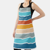 モダンレトロサンストライプドパーソナライズされた エプロン (インサイチュ)