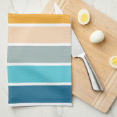 モダンレトロサンストライプドパーソナライズされた キッチンタオル (四つ折り)