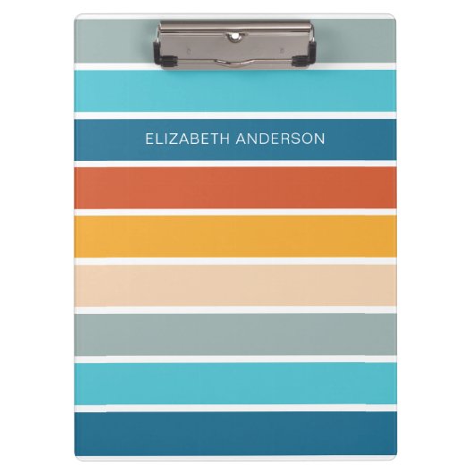 モダンレトロサンストライプドパーソナライズされた クリップボード (正面)