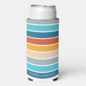 モダンレトロサンストライプドパーソナライズされた スリム缶クーラー (Seltzer裏面)