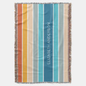 モダンレトロサンストライプドパーソナライズされた スローブランケット (正面縦)