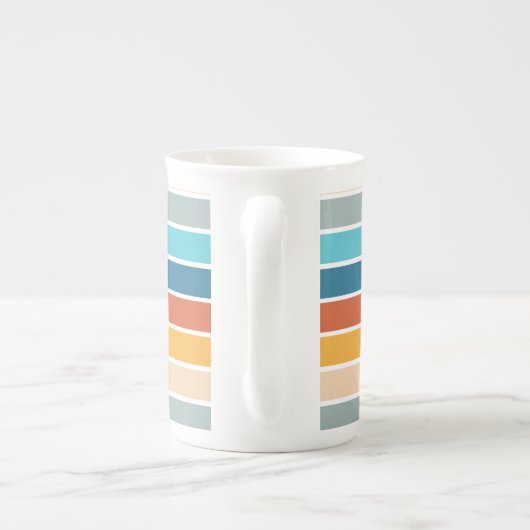 モダンレトロサンストライプドパーソナライズされた ボーンチャイナマグカップ (裏面)