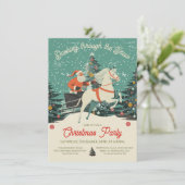 モダンレトロサンタのそり遊び クリスマスパーティー 招待状 (スタンド正面)