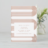 モダンレトロジオメトリックラックスバラ金ゴールド救日付 箔招待状 (立ち正面)