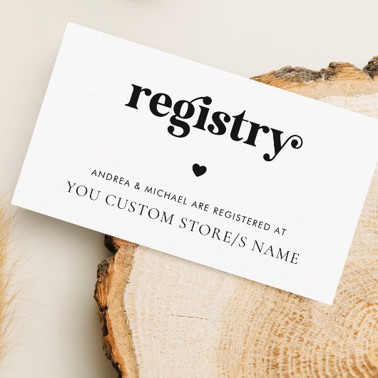 モダンレトロスクリプトハート ミニマルギフトレジストリー エンクロージャーカード