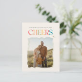 モダンレトロスクリプトファミリー写真クリスマス シーズンポストカード (スタンド正面)