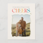 モダンレトロスクリプトファミリー写真クリスマス シーズンポストカード (正面)