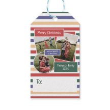 モダンレトロストライプファミリー写真クリスマス