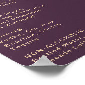 モダンレトロダーク結婚パープルのドリンクのメニュー記号 ポスター (角)