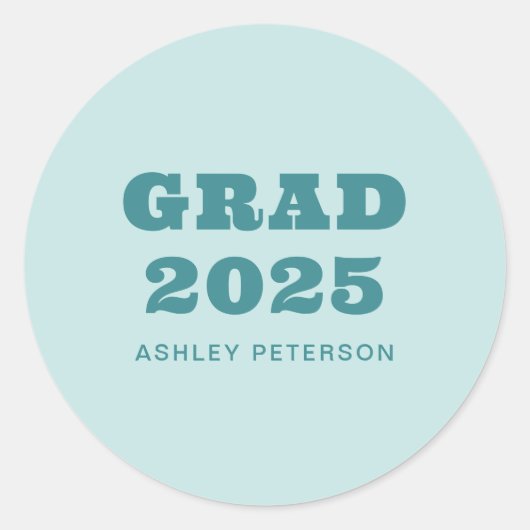 モダンレトロティール（緑がかった色）はっきりしたタイポグラフィ卒業 ラウンドシール (正面)