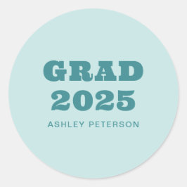 モダンレトロティール（緑がかった色）はっきりしたタイポグラフィ卒業 ラウンドシール