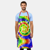 モダンレトロネクタイ赤グリーン黄 エプロン (着用した状態)